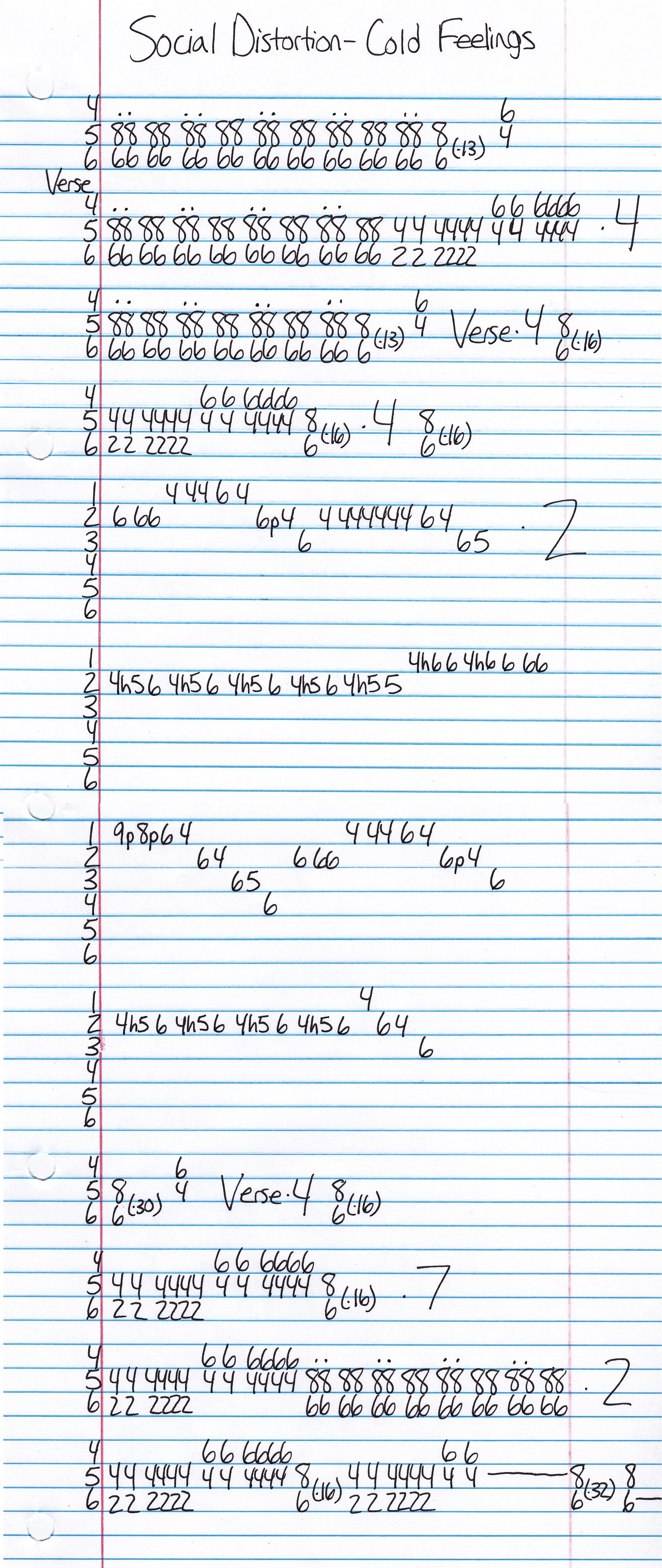 High quality guitar tab for Cold Feelings by Social Distortion off of the album Somewhere Between Heaven And Hell. ***Complete and accurate guitar tab!***
